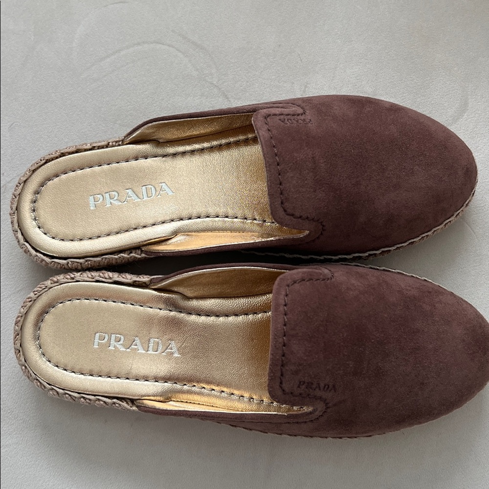 New PRADA Suede & Raffia Brown Mule - Picture 7 of 11